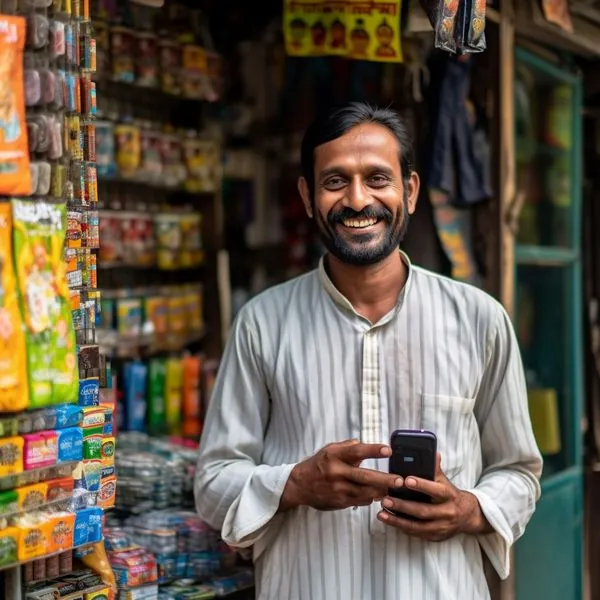 Smiling business owner shopkeeper