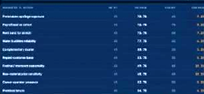 Scored underwriting parameters listed with their weights and their contribution to the final credit decision.